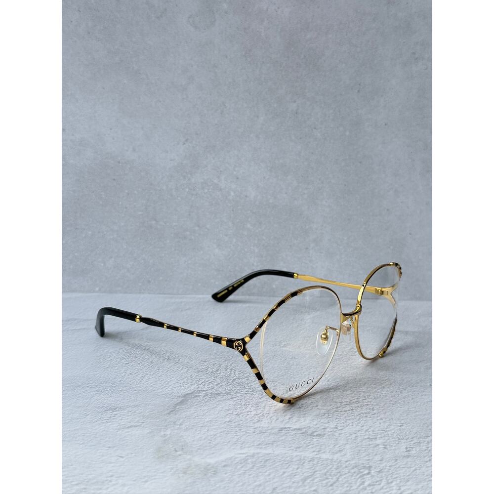 NEW Gucci GG0596OA Gold Black Round Eyeglasses Frames - Picture 6 of 9
